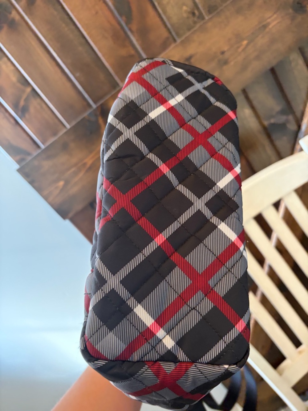 Vera Bradley Plaid Quilted Tote Bag in Black, Gray & Red - Picture 5 of 6
